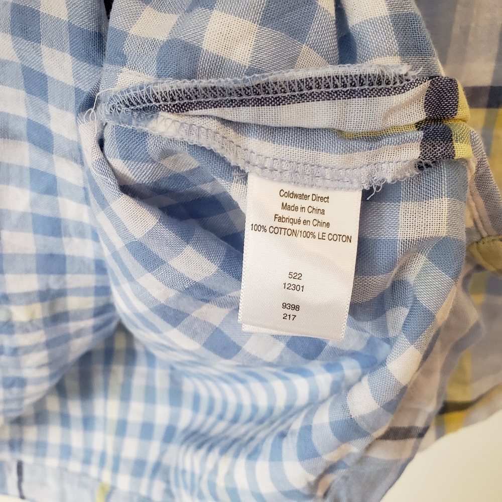 Coldwater Creek blue yellow plaid popover top 2X - Picture 8 of 9